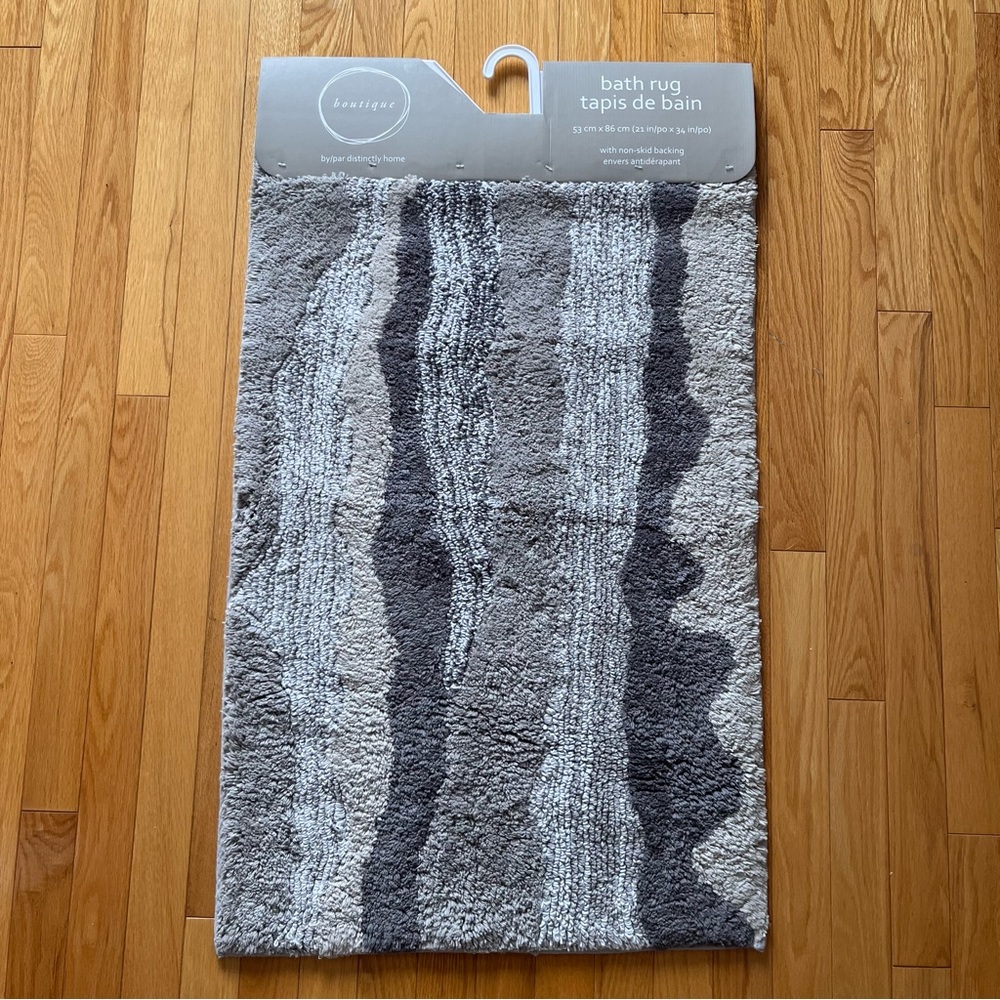 Gray Abstract Landscape Bath Rug
